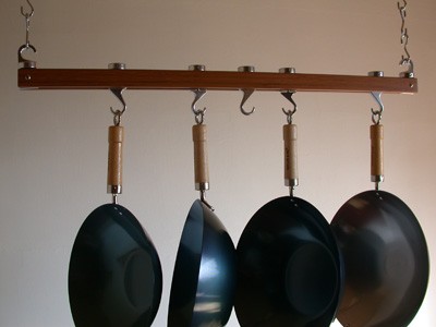 Track Rack 36'' Ceiling Pot Rack, Burnished Bamboo