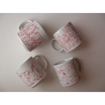 Red Daytime Animates Mug Set (4/set)