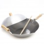 3-piece Classic 14" Flat Bottom Wok Set with Pour Spouts